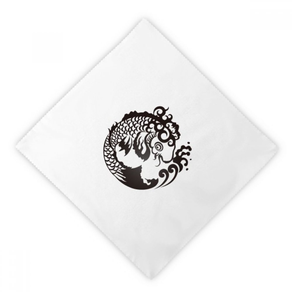 Servilletas de tela reutilizables para cena y almuerzo, juego blanco con patrón de peces