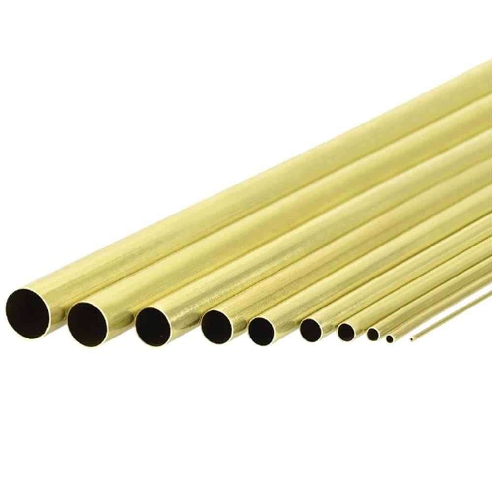 Tubos redondos de latón sin costuras, tubo de latón, 10 tubos de latón de diámetro redondo (18 x 1 x 250 mm)