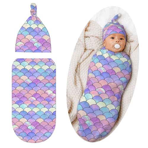 Image of Swaddle Blanket, Soft Swaddling Blanket Baby Clothes, Mermaid Theme Baby Stuff