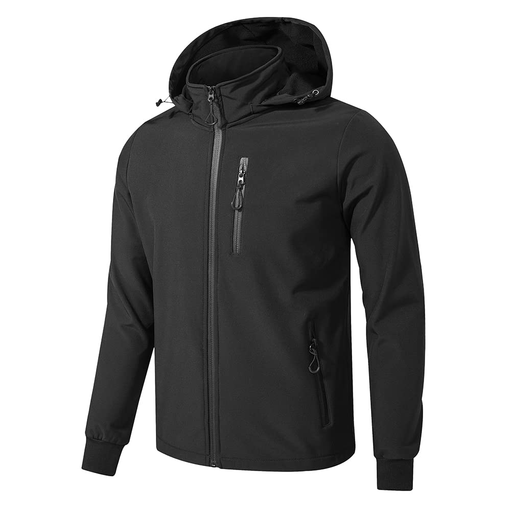 TONY BACKER Giacca Jacket Uomo In Softshell Impermeabile Antivento con Cappuccio Giubbotto Caldo Per Trekking Casual 6860