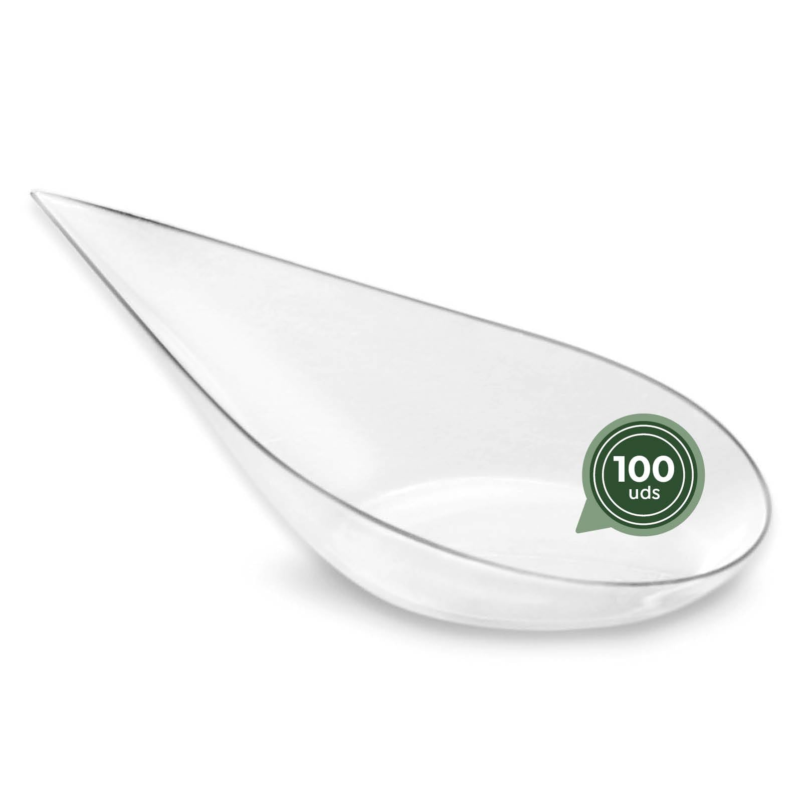 100 Pezzi Cucchiaio Catering Finger Food 10 x 1 x 5 cm Trasparente Plastica Riciclabile HORECA COLLECTION