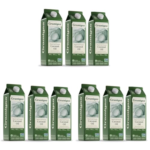 Image of Gramiyaa Cold Pressed Coconut Oil 3 Litre | Chemical-free, Zero Trans-fat Cooking Oil | Unrefined Oil | Fresh Protect Pack | Kachi Ghani Coconut Oil for Cooking (Pack of 3)