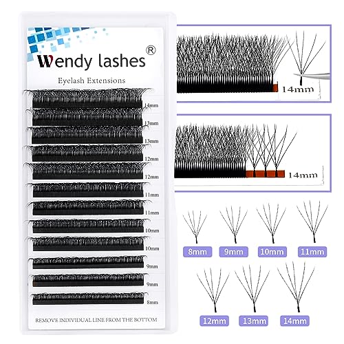 W Lash Extensions 5D Premade Fans Volume Lashes Mix8-14 0.07mm D Curl W-Shaped Lashes Refine Roots, Extend 3 Tips - Image 3