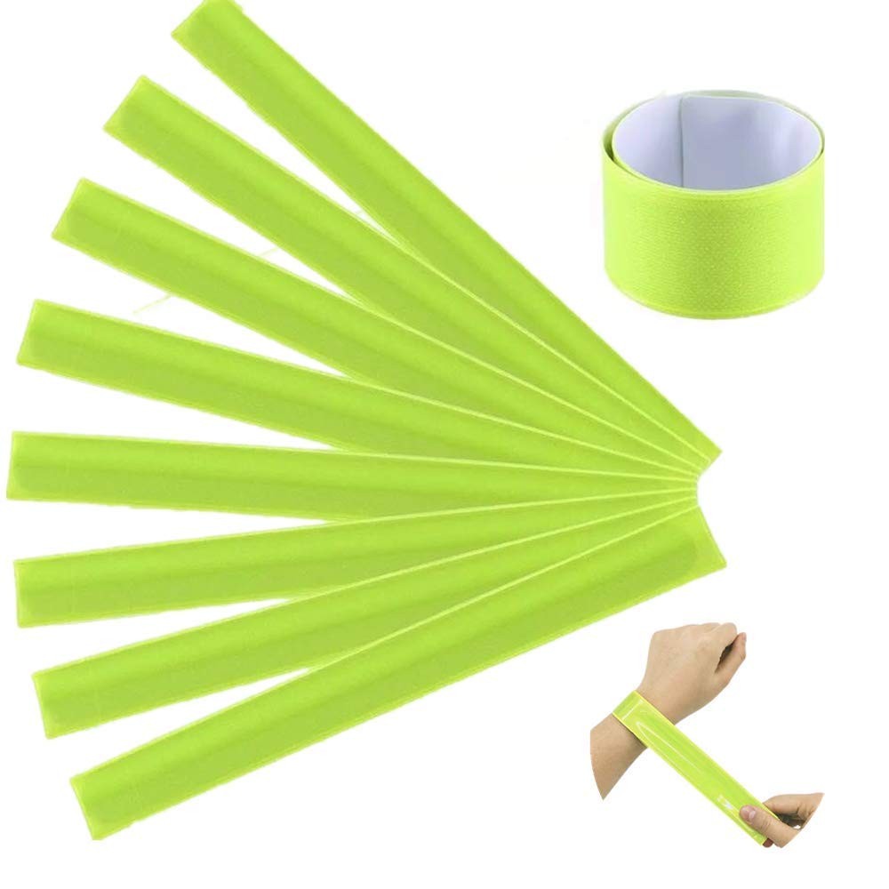 8 Pcs Reflective Bracelet High Visibility Safety Reflective Snap Reflective Armbands Wristband for Adults Running Cycling Jogging