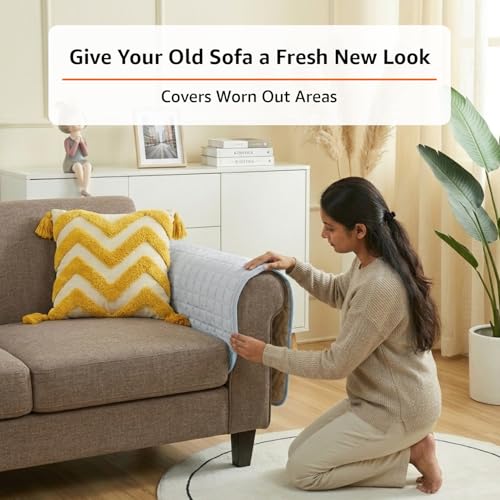 Image of Amazon Basics - Flannel (Polyester) Quilted Make Your Own Sofa Cover |70cm x 70cm| Microfiber Sofa Slipcover | 350 GSM (2 Armrest)