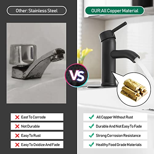 Black Bathroom Faucet Single Handle Bathroom Sink Faucet With Pop-Up Drain Rv Lavatory Vessel Faucet Basin Mixer Tap With Deck Plate #TOP4