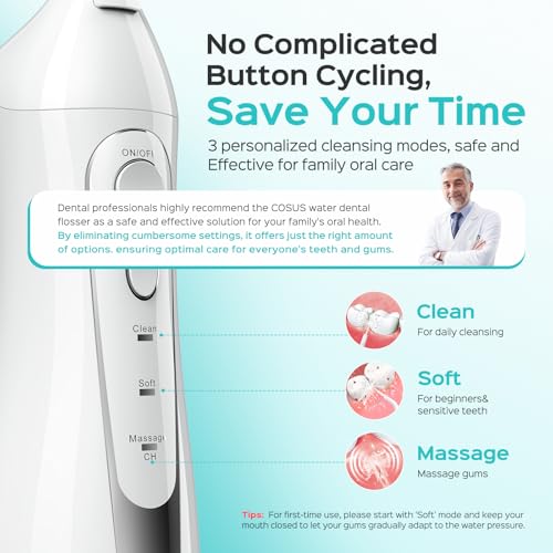 COSLUS Water Dental Flosser Teeth Pick: 2026 Upgraded Portable Cordless Oral Irrigator 300ML Rechargeable Travel Irrigation Cleaner IPX7 Waterproof Flossing Machine for Teeth Cleaning - Image 2