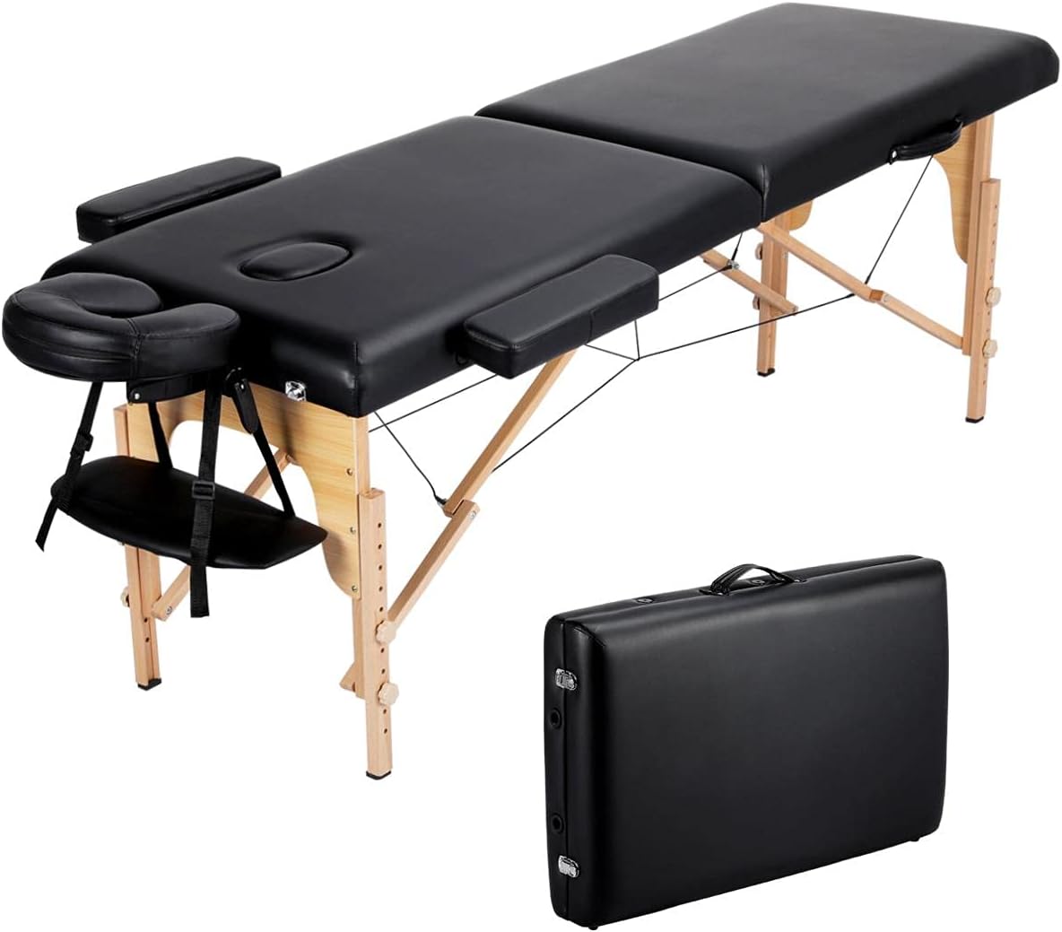 Topeakmart 84 Inch 2 Fold Portable Massage Bed Therapy Table Collapsable Treatment Table with Carrying Case