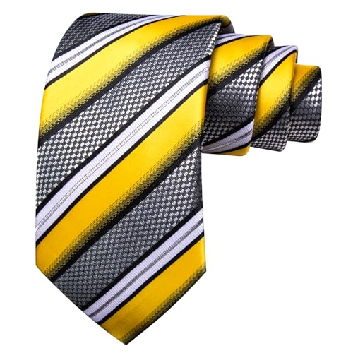 Image of Barry.Wang Mens Tie Set Plaid Check Neckties Formal Business Wedding Luxury Pocket Square Cufflinks