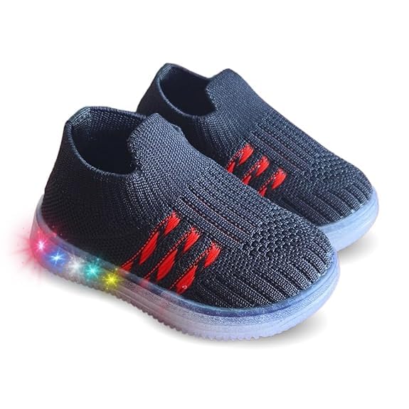 Image of inchJugnu inch LED Light-Up Baby Shoes (0-5 Years) | Soft Sole Comfort for Tiny Feet, Breathable Knit, Easy Slip-On | Magical Glowing Shoes for Happy Kids.