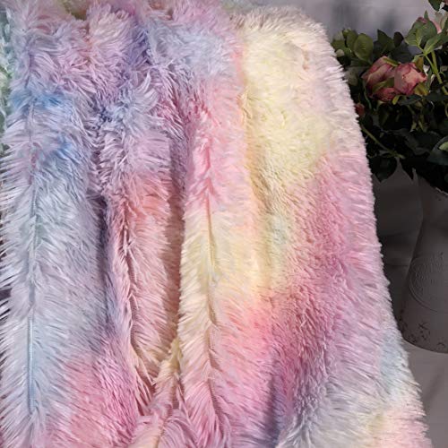 Plush Super Soft Blanket Colorful Bedding Sofa Cover Furry Fuzzy Fur Warm Throw Cozy Couch Blanket For Winter (51"X63", Rainbow) #TOP1
