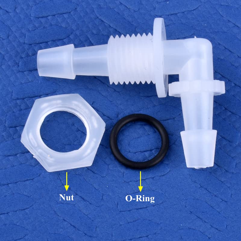 ~ 200 Piezas M6 ~ G1 / 2 a 2.4-11.1 mm PP Conectores de Codo con Tuerca Junta tórica Irrigación Tanque de Acuario Juntas de Manguera de Placa pasante-50 Juegos, 7.9-G1I4-7.9