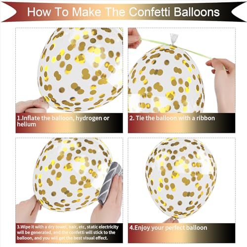 Red Black and Gold Balloons, 60Pcs 12 Inch Red Black Party Balloon with Confetti Balloons for Birthday Gender Reveal Wedding New Year Christmas Party Decoration - Image 6