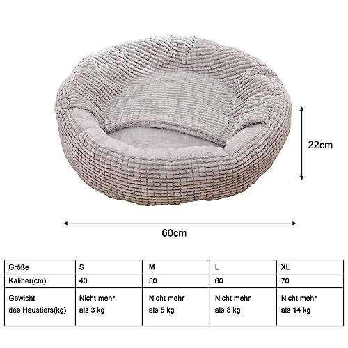 Nyescasa Hundebett Katzenbett mit Kapuze Hundematte Katzenschlafplatz Hundesofa Katzensofa Hundekörbchen Katzenkissen Hundekissen Runde Waschbar Rutschfest für Kleine Hunde Katzen Braun 40*40*22cm