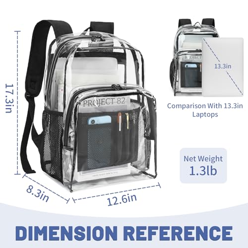 Ygr Clear Backpack Heavy Duty Pvc Transparent Backpack See Through Large Capacity Multiple Pockets Bookbag For Concert Work Security Travel Festival Black thumb #3