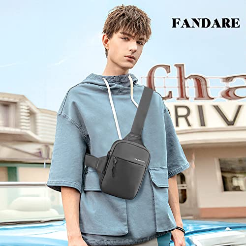 FANDARE Ultralight Sling Bags Chest Pack Crossbody Bags One Strap Rucksack Shoulder Bag for Men Sling Backpack Travel Hiking Sport Gym Daypacks Waterproof Nylon Grey - Image 2
