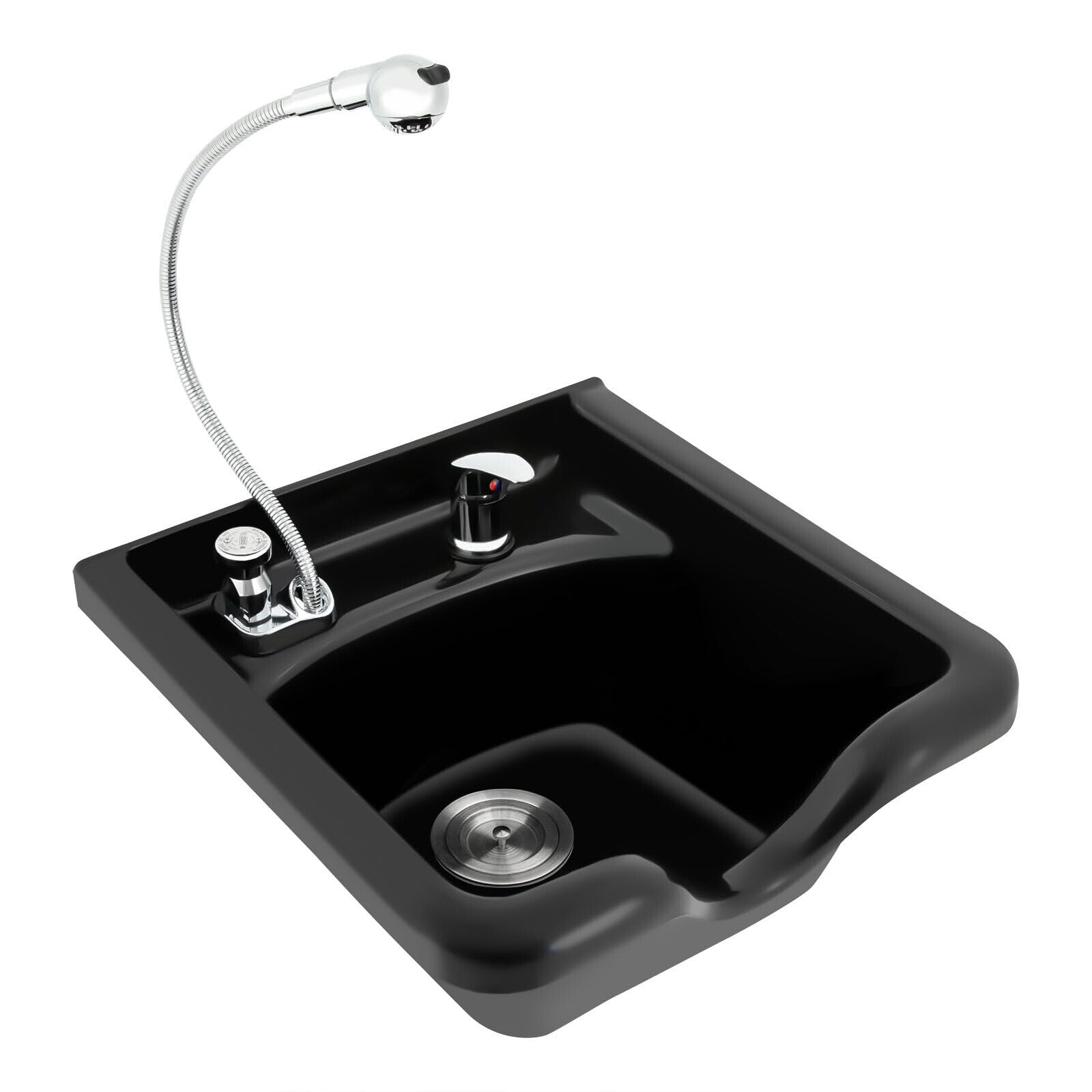 Ciotola Salons Shampoo, ciotola in plastica ABS, per saloni di bellezza, barbieri, lavabi per capelli, bacino nero e barbiere, 49 x 47,50 x 25 cm