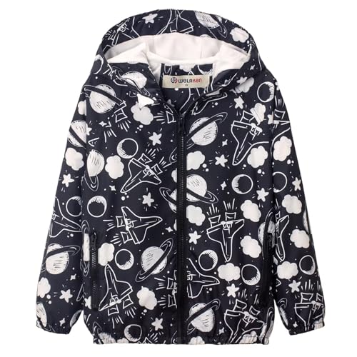 WELAKEN Lightweight Jacket for Girls Boys Kids & Toddler Print Water-Resistant Jacket