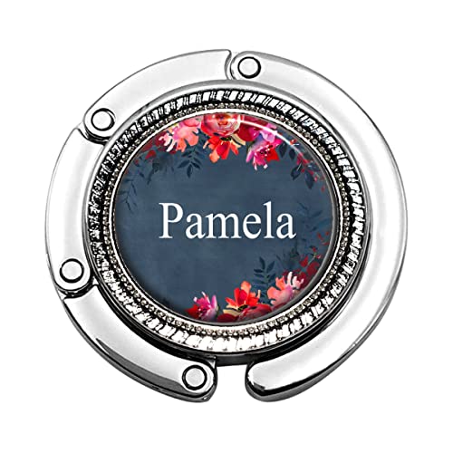 Pink Flowers Purse Hook - Custom Bag Hanger Personalized With Name, Monogram, Occupation Title - Floral Gift #TOP7