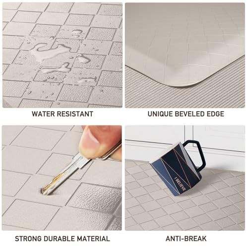 Image of HappyTrends Kitchen Runner Rugs Anti-Fatigue mats,17.3 inchx 39 inch,Non Slip Waterproof Ergonomic Comfort Mat for Kitchen, Floor Home, Office, Sink, Laundry,Khaki