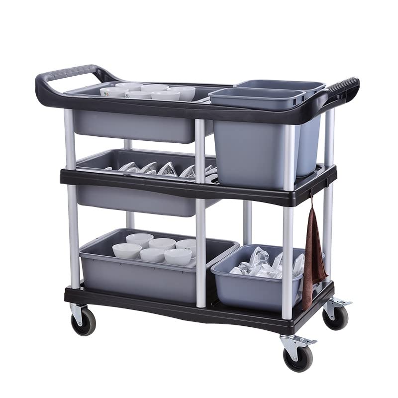 GX-032E Carrello di scolo e di demolizione, carrello da cucina, carrello a 3 livelli con freni, 104 x 46 x 91 cm