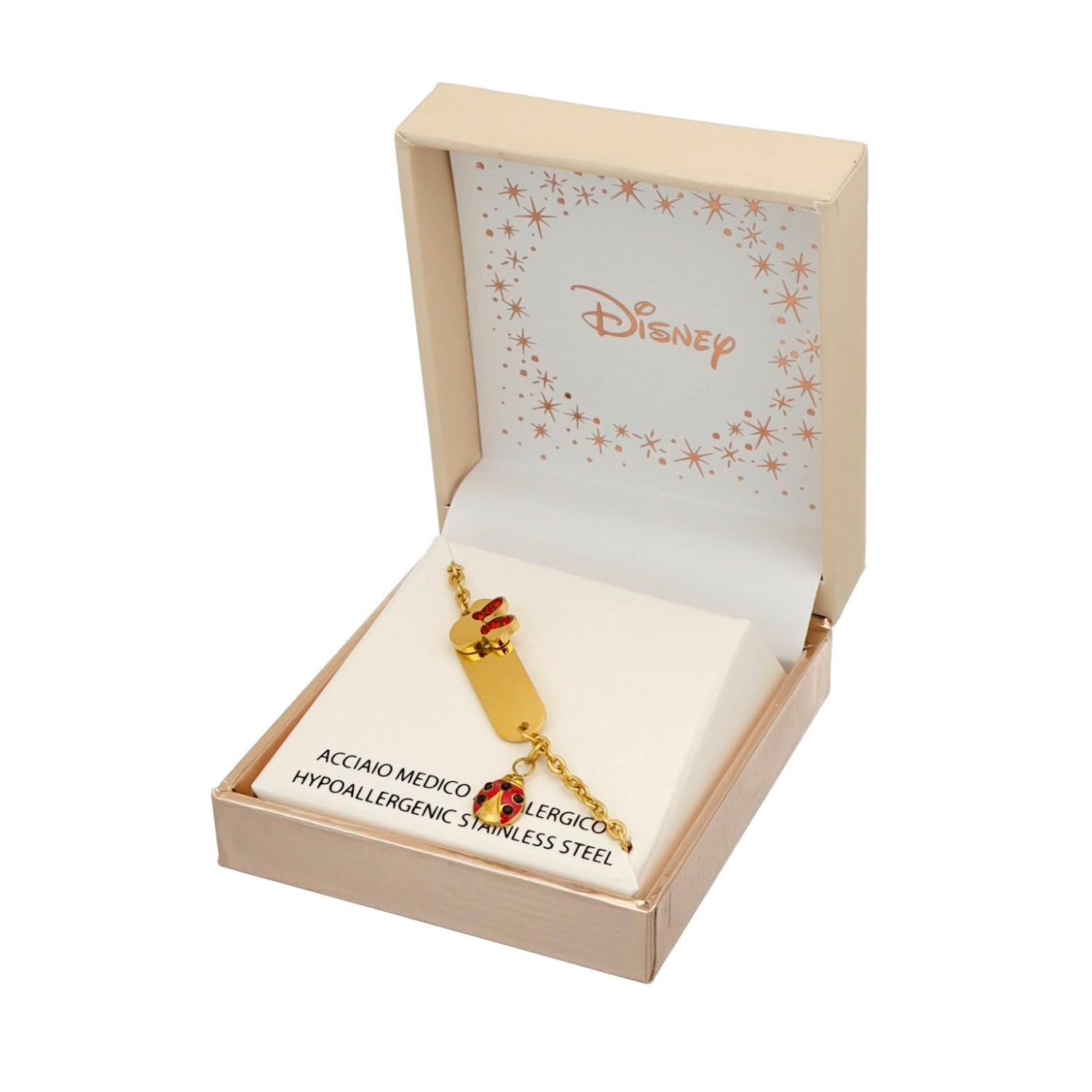 Disney Pulsera Lucky Minnie Colección Acero Inoxidable Color Oro para Niñas, 18cm