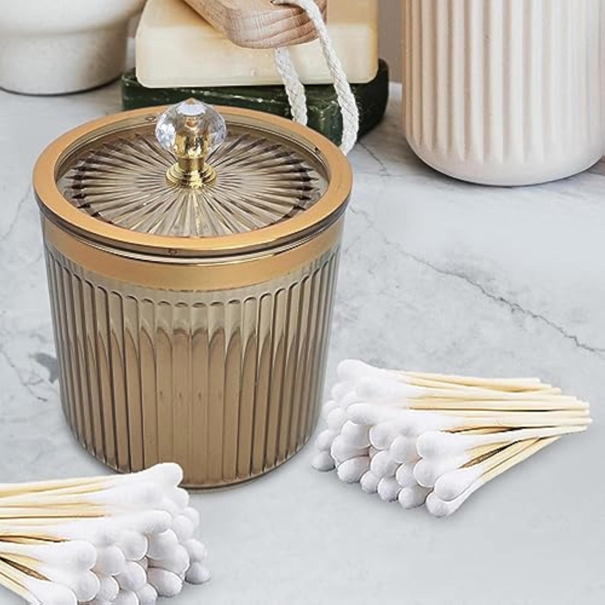 3X Cotton Round Pads Container with Lid, Vanity Organiser
