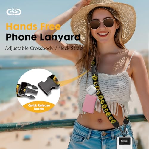 Image of Icycay Phone Lanyard Crossbody Strap Neck Adjustable Teacher Women Flowers | for Cell Phone Case Keys ID Badges, Anti Theft, Multifuctional, Cute Phone Holder, Travel Hiking Essential Accessories, Gifts