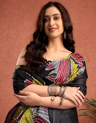 Image of SIRIL Women's Cotton Printed Saree with Unstitched Blouse Piece