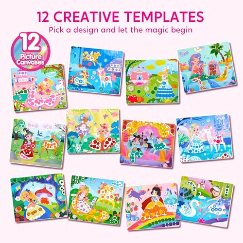 Image of Klever Kits Princess Dot Art Kit for Kids, No Mess Sticker for Toddlers 3-7, Art and Craft Kits, DIY Creative Activity, Travel Toy, Birthday Presents for Boys Girls