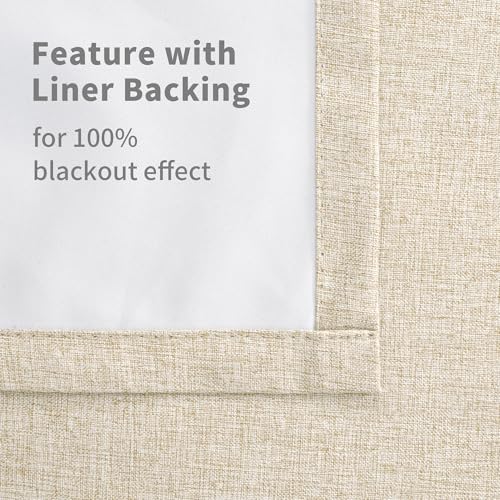 Image of YoungsTex Natural Linen 100% Blackout Curtains 78 Inches Long for Bedroom, Thermal Insulated Drapes with Grommet Room Darkening for Farmhouse Living Room, 2 Panels, 52 X 78 Inch