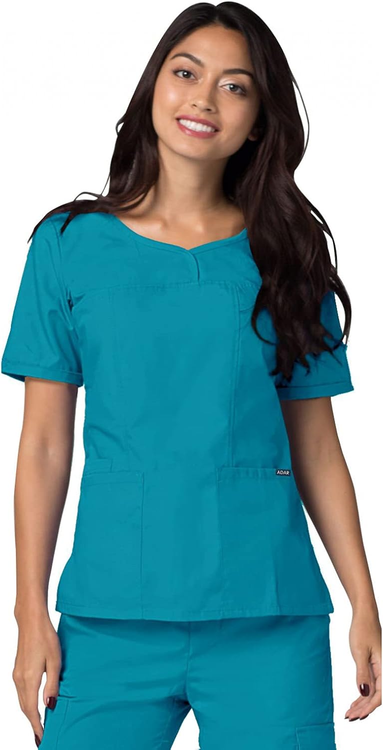 Adar Uniformes médicos - Casaca médica para Mujer con Cuello en v - 628 - Teal Blue