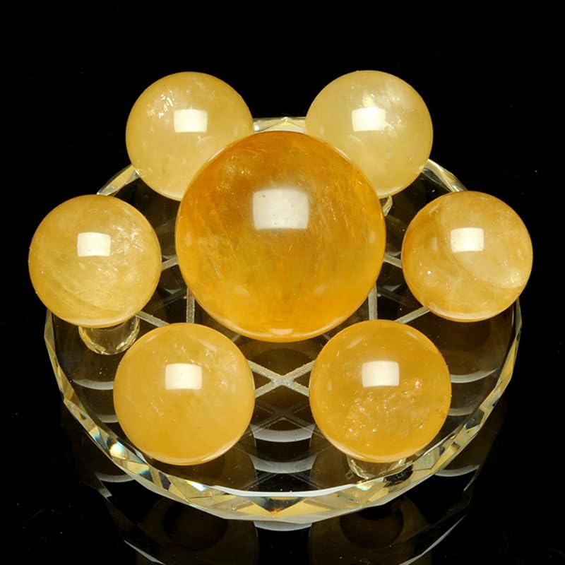 Citrine sept étoiles sphère cristal jaune pour sublimer votre salon moderne