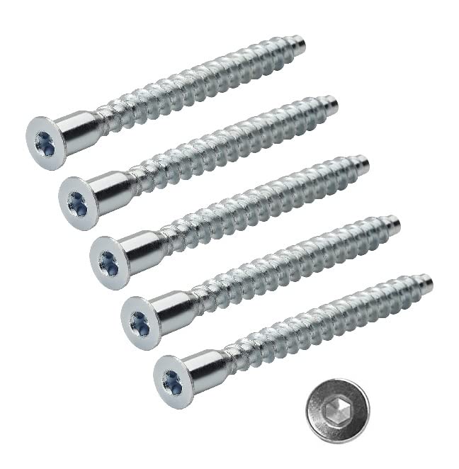 TERF® 7.0 X 50mm Confirmat Screw 7.0 X 50mm Hex Allen Key Flat Head Socket Confirmat Screws Use for Flat Pack Wood Chipboard Furniture and Multi Purpose use in Furniture Industry - Pack of 50