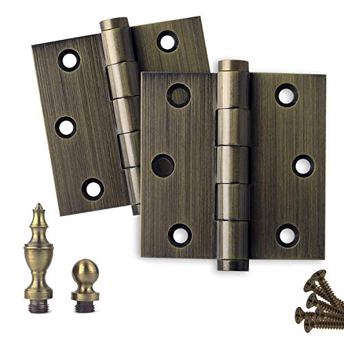 Up To 40% OFF EMBASSY Door Hinge Solid Brass - 3.5 x 3.5 Inch, Heavy Duty, Antique Brass, Ball Bearings, Rust Resistant Pin, Architectural Designer Grade, Home Improvement, 2 Pack