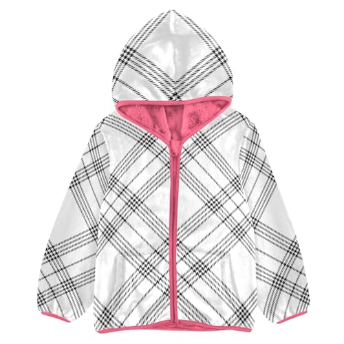 GuoChe Black Buffalo Plaid White Kids Sherpa Jacket