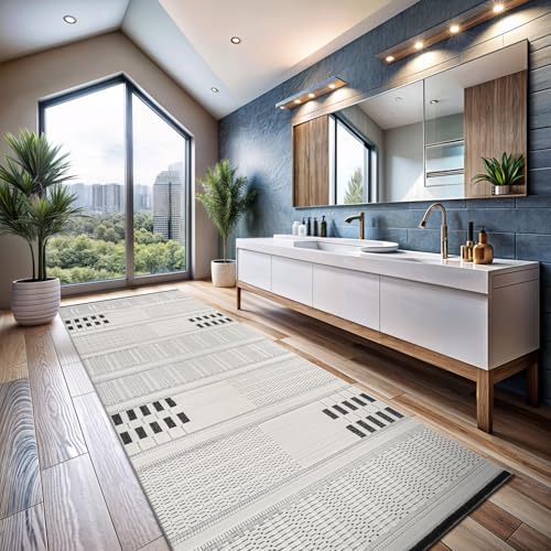 CAMILSON Modern Runner Rug 2x7 Luxury Geometric Pattern Micro Loop