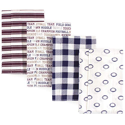 Image of Hudson Baby Unisex Baby Cotton Flannel Burp Cloths, Football, One Size