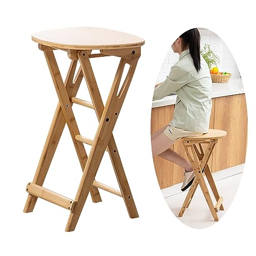 {Taburetes Altos Plegables Madera Taburetes Altos LIUD Plegable Taburetes Altos De Cocina Madera Taburetes Alto De Bar Bambú Taburetes De Bar Plegables con Reposapiés Sillas...
