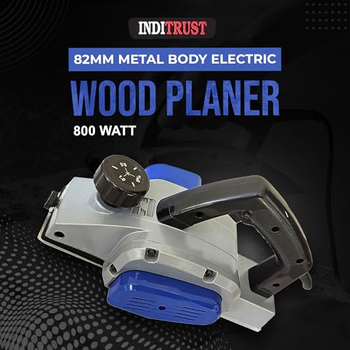 Image of INDITRUST with 6 MONTHS WARRANTY 800W Electric Wood Planer 82mm METAL BODY Professional Woodworking Machine Multifunction Corded Planer (BLUE),with high motor