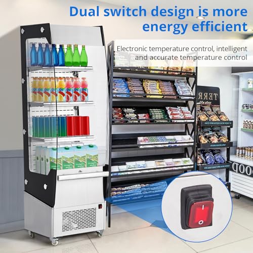 Image of 7.8 Cu.Ft Display Refrigerator Cabinet,Glass Door Commercial Fridge,LED Lighting & Adjustable Shelves,Double Glazed, White