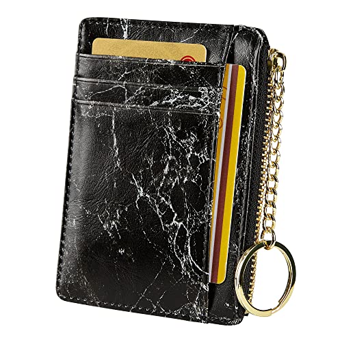 Image of Women's 8 Cards Slim Minimalist Card Holder Coin Changes Purse Keychain Front Pocket Wallet