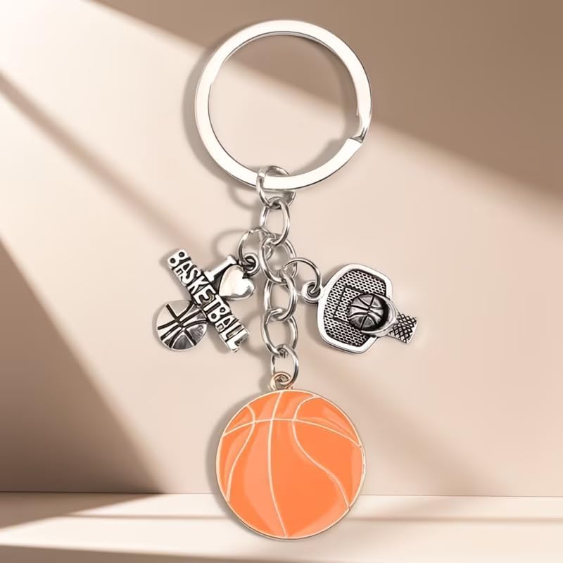 Sporty Basketball Keychain,Basketball Fans Sports Enthusiasts,Durable Keychain