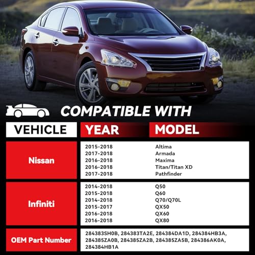 Image of 4pcs PDC Bumper Parking Aid Assist Sensors Backup Reverse Radar - Compatible with Nissan Altima Armada Pathfinder Maxima Titan XD Infiniti Q50 Q60 Q70 Q70L QX50 QX60 QX80-284383SH0B 284383TA2E