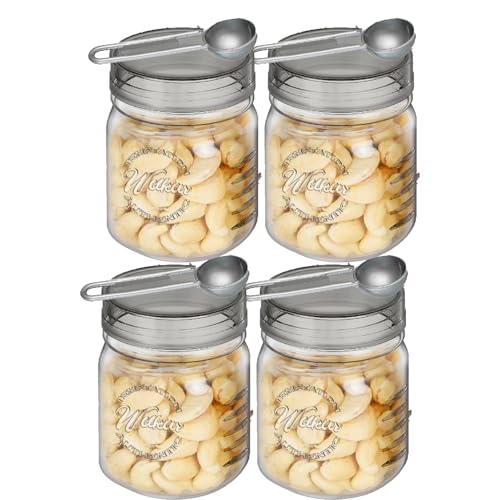 Image of Airtight Containers Set of 4 with Spoon for Kitchen Storage, Food Grade Plastic,Stackable & Transparent Organizer Jars, Masala Dabba, (349 ml) for Tea,Coffee,Sugar,Dry Fruits(SYDNY 349(Set of 4)) 7