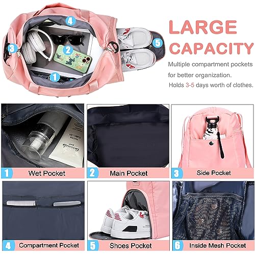 Gym Bag for Women and Men with Shoes Compartment, Small Duffel Bag for Sports,Travel, Carry On Weekender Overnight Bag for Plane Gym Tote Bags Swimming Yoga Hospital Holdalls2