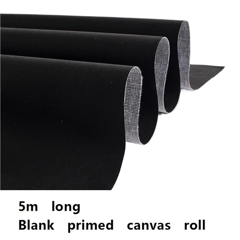 Rotolo di Tela for Pittura a Olio in Misto Cotone e Lino con Fondo Nero, 350 g/m², 500 cm, Larghezza 28-180 cm(88cm)