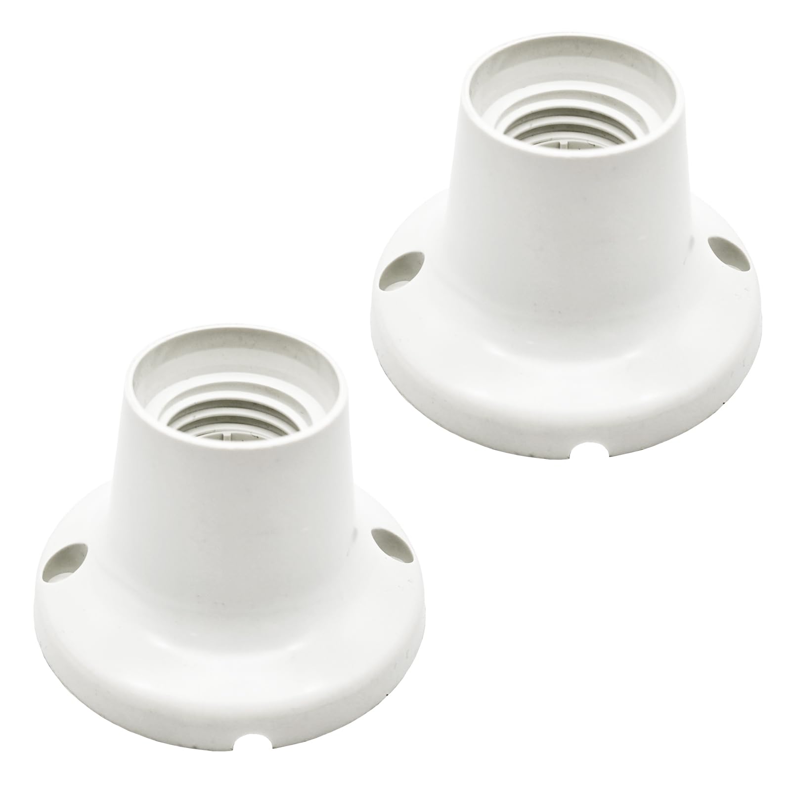 Chicaya E27 Lamp Holder Socket 2 Pack - Universal Edison Screw Bulb Base with Brass Contacts,Easy Mount for Ceiling/Wall Light Fixture