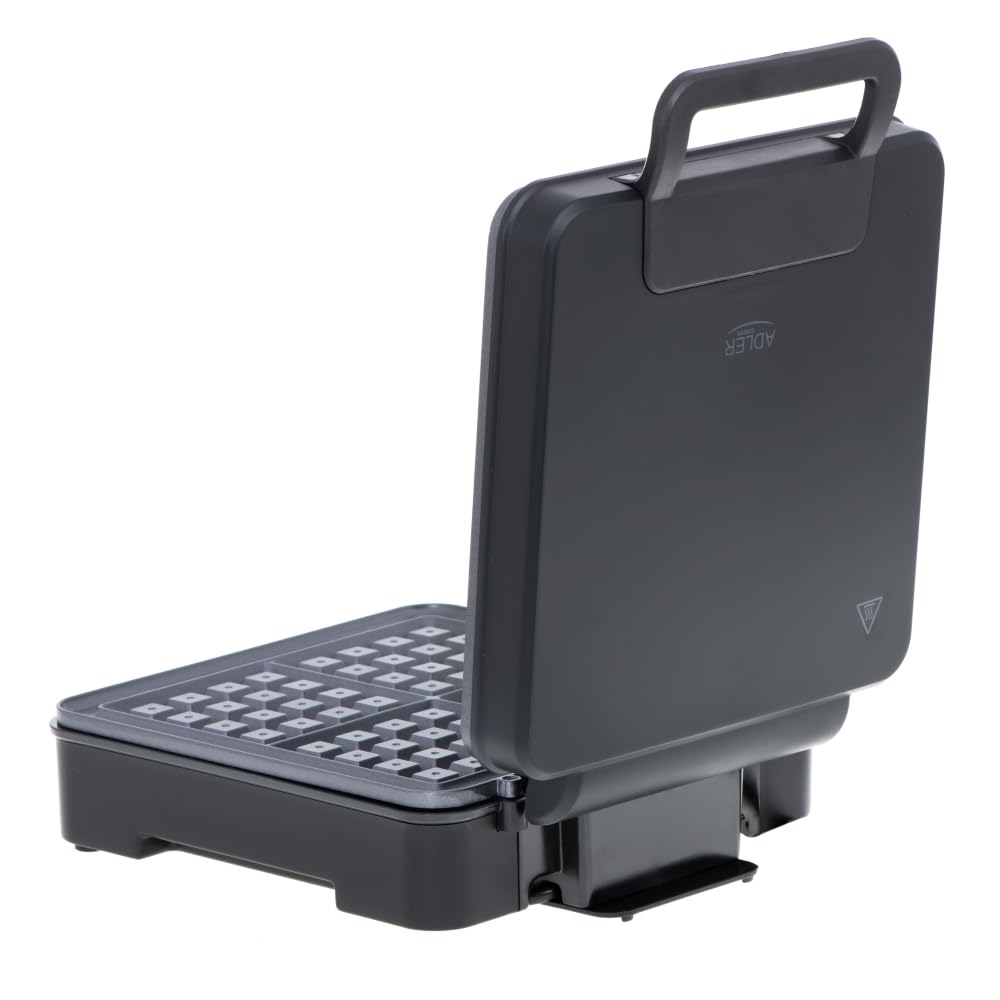 ADLER AD3049 Gofrera Profesional para 4 Gofres Belgas Gruesos, Placas Antiadherentes, Regulador de Temperatura, Waffle Maker Negro, 1800W