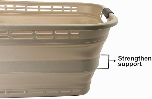 Miniatura 4 de SAMMART Cesta plegable de plástico para la ropa sucia de 42L (11 galones), contenedor de almacenamiento plegable y organizador, tina de lavado